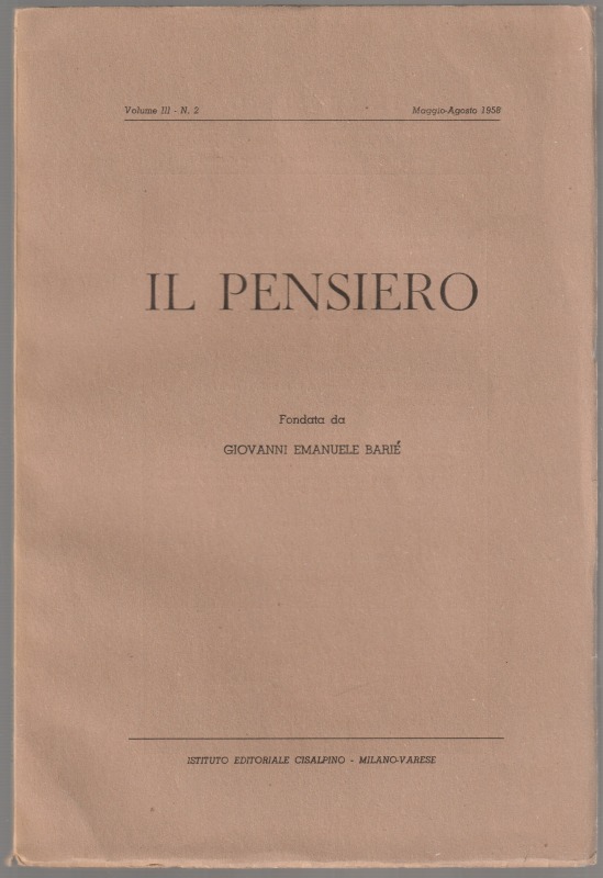 Il Pensiero, rivista quadrimestrale di filosofia., v. 3., n. 2
