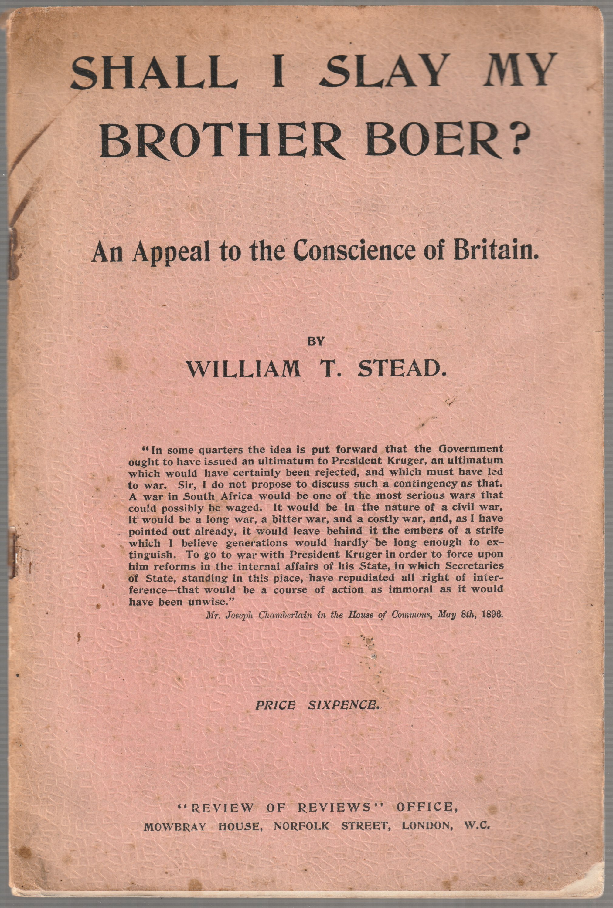 Shall I slay my brother Boer? An appeal to the conscience of Britain.