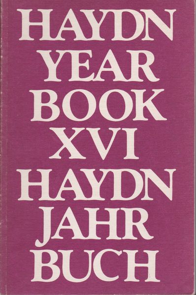 The Haydn yearbook, v. 16 (1985)