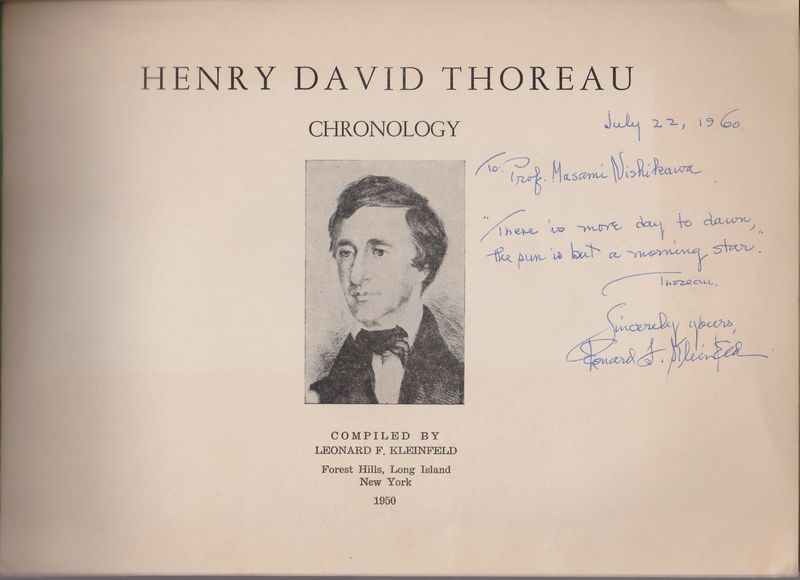 Henry David Thoreau chronology