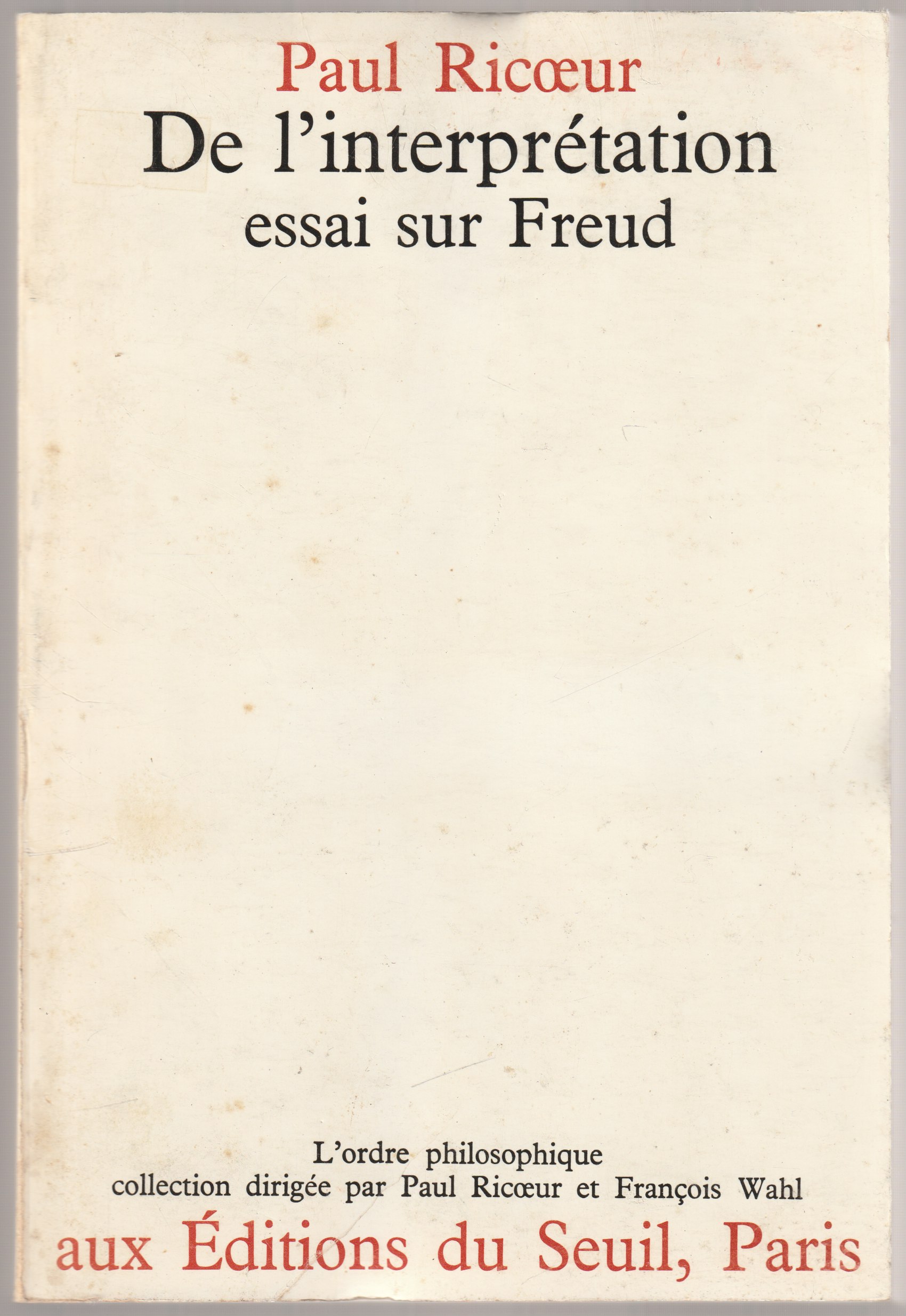 De l'interpretation : essai sur Freud.