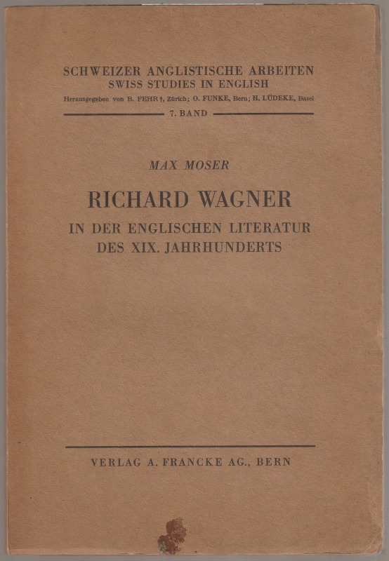 Richard Wagner in der englischen Literatur des XIX. Jahrhunderts