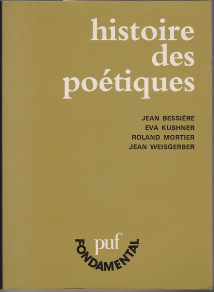Histoire des poetiques Histoire des poetiques