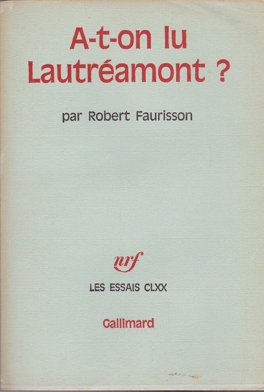 A-t-on lu Lautreamont? . (Les essais ; 170 ; NRF) A-t-on lu Lautreamont? . (Les essais ; 170 ; NRF)
