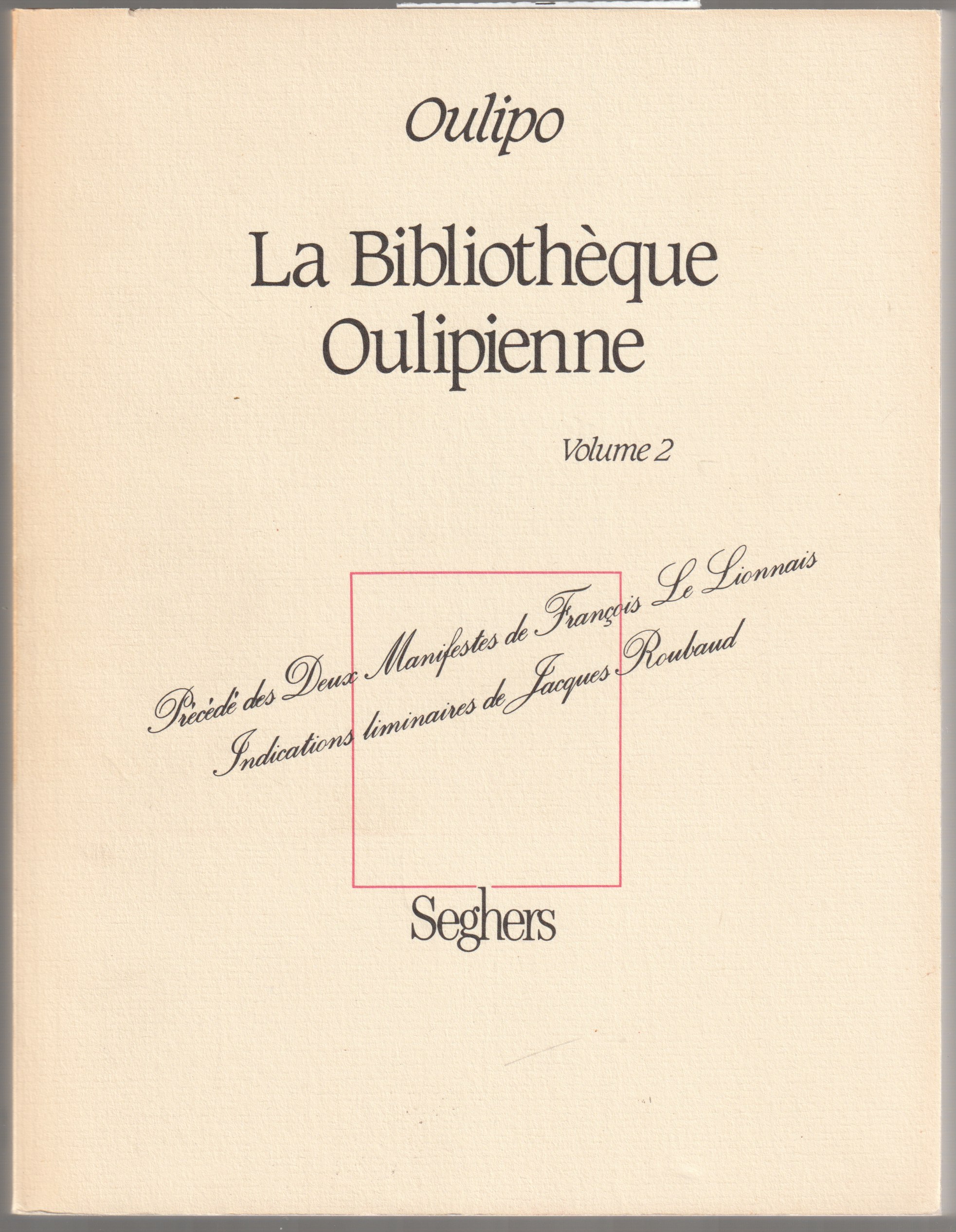 La bibliotheque Oulipienne., 2 La bibliotheque Oulipienne., 2