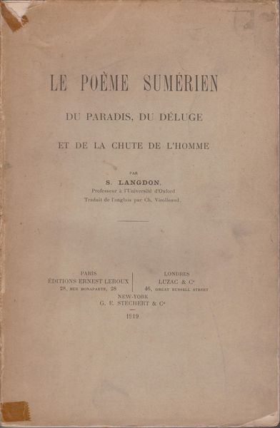 Le poeme sumerien du paradis, du deluge et de la chute de l'homme Le poeme sumerien du paradis, du deluge et de la chute de l'homme