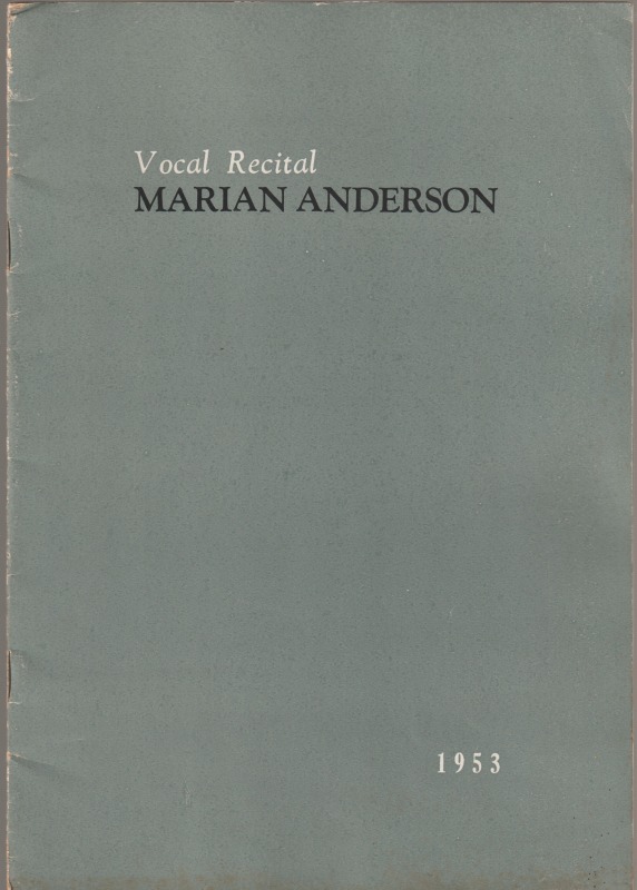 Vocal recital Marian Anderson : マリアン・アンダーソン  ヴォーカル・リサイタル  来日公演プログラム